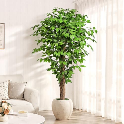 6.2ft Lifelike Artificial Ficus Tree with 3 Trunks for Home Decor
