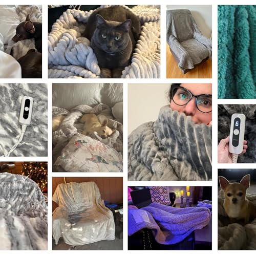 King Size Electric Heated Blanket with Dual Control, 100x90 Flannel & Sherpa