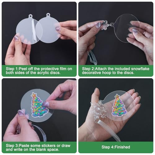 Yesweety 30-Pack Clear Acrylic Ornament Blanks for DIY Christmas Tree Decorations