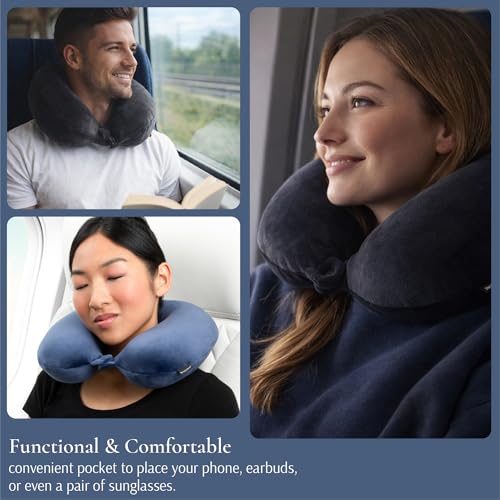 Lightweight U-Shaped Memory Foam Travel Neck Pillow - Blue