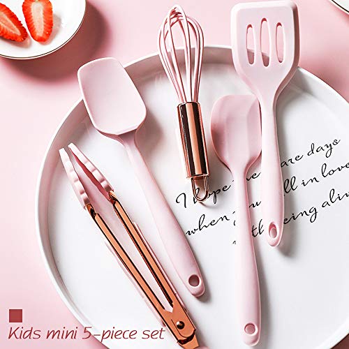5-Piece Mini Silicone Kitchen Utensil Set for Kids Baking and Cooking