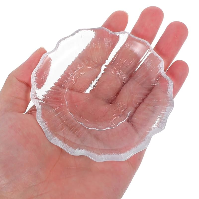 4 Pack Transparent Glass Tea & Coffee Saucers, 3.54 Inch Round