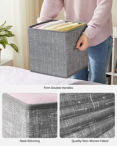 Foldable Storage Cubes Set of 6 Non-Woven Fabric Bins Gray