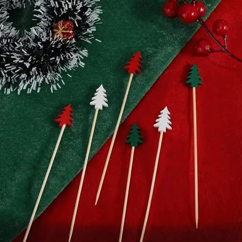 100PCS Christmas Tree Cocktail Picks - Festive Food Skewers for Drinks & Appetizers