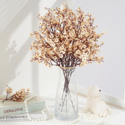 Champagne Baby's Breath Artificial Flowers - Pack of 5 for Home Decor