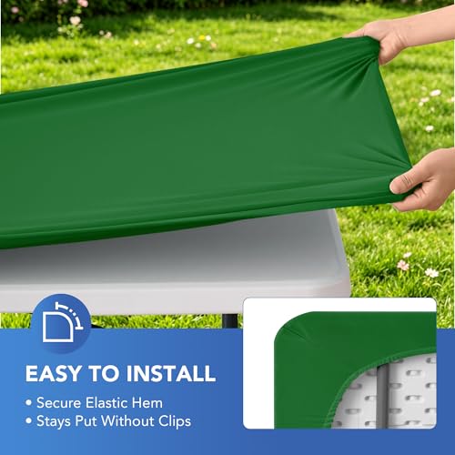Enjoyidea Green 4-Pack Fitted Tablecloth for 6ft Rectangular Tables, Stretch Spandex