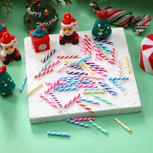 60pcs Christmas Candy Cane Ornaments Mini Plastic Decorations for Tree & Crafts