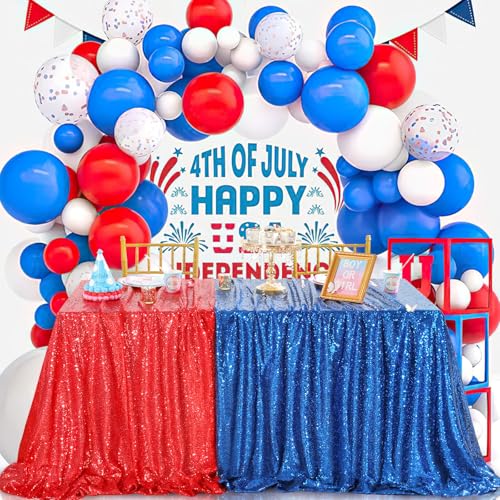 QueenDream Royal Blue Sequin Tablecloth 90x156 Inch Party Overlay
