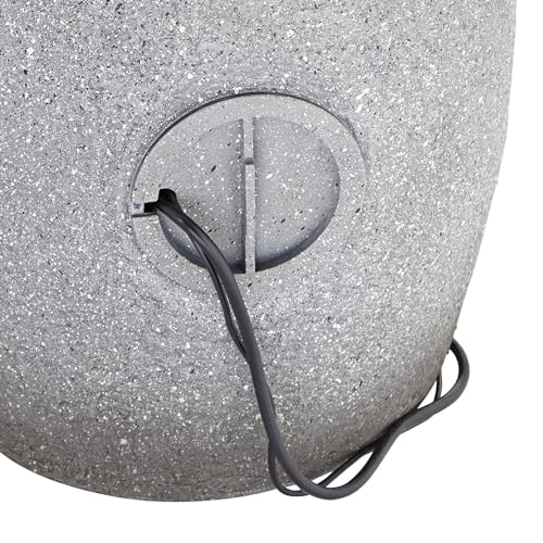 32-Inch Four-Bowl Cascading Floor Fountain with LED Light, Faux Stone Finish