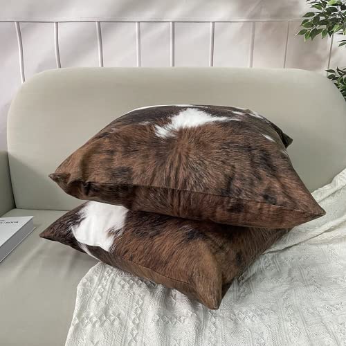 TOMWISH Pack of 2 Christmas Cowhide Print 26x26 Decorative Pillow Covers