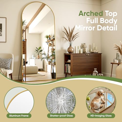 58"x20" Arched Full Length Mirror - Over-the-Door, Wall or Floor Standing
