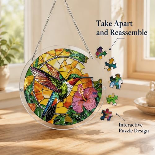 Hummingbird Acrylic Suncatcher Puzzle - 83-Piece DIY Window Hanging Kit