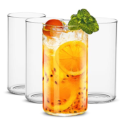 LUXU 19 oz Highball Glass Set - Clear Tall Drinking Glasses, 4 Pack