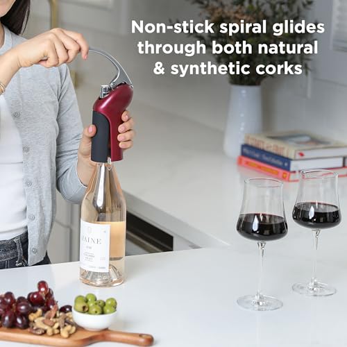Rabbit Merlot Wine Lever Corkscrew with Foil Cutter & Extra Spiral, 7.7 x 8.8 in