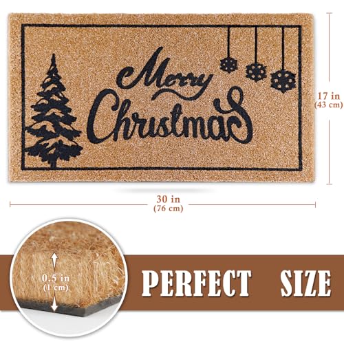 OurWarm Christmas Door Mat Outdoor 30x17 Inch Coir Welcome Doormat - Festive Holiday Entryway Decor