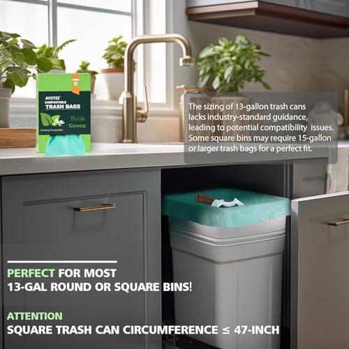 AYOTEE Eco-Friendly 13 Gallon Tall Kitchen Trash Bags, Biodegradable, 60 Count