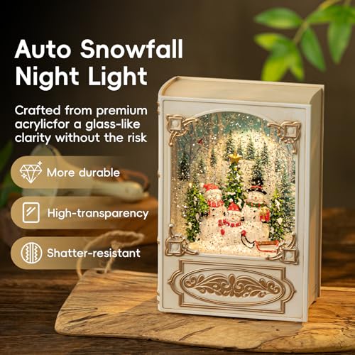 Weijiplie Vintage Book Santa Snow Globe Lantern with Music and Lights - Beige Variation
