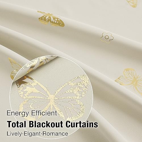 Butterfly Print Blackout Curtains - 84-Inch Thermal Insulated Window Panels