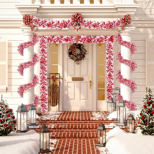 Christmas Red and Silver Tinsel Garland 49.2Ft Decoration for Holiday Parties