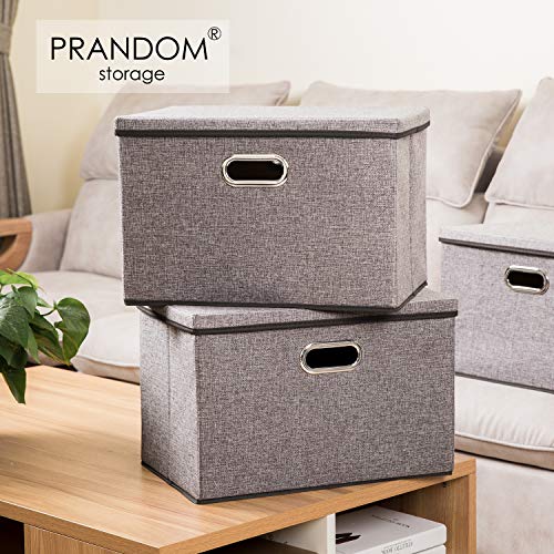 Large Collapsible Storage Bins with Lids 3-Pack Foldable Closet Baskets