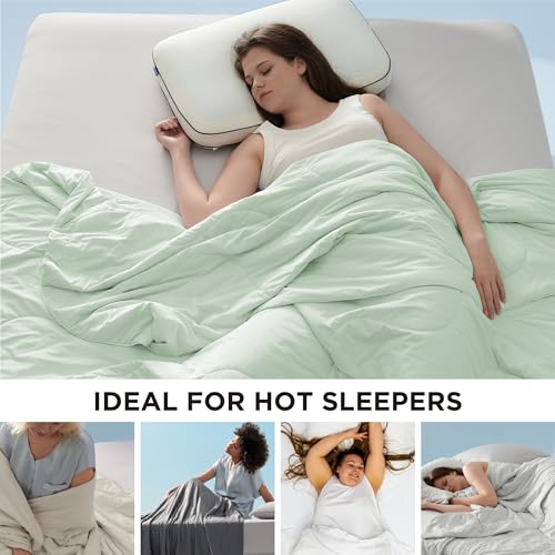 Cooling Blanket for Hot Sleepers - Queen Size, Light Green, 90"x90"