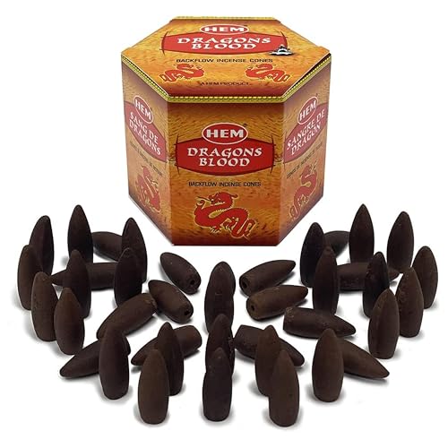 Dragons Blood Backflow Incense Cones for Waterfall Burners - 40 Pack