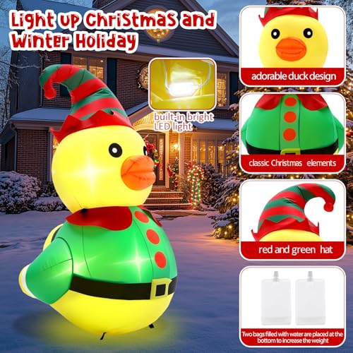 Arrowbash 4ft Christmas Inflatable Elf Duck Outdoor Decor with Lights