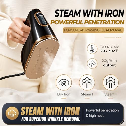 2-in-1 Handheld Clothes Steamer and Iron, Portable Fabric Wrinkle Remover