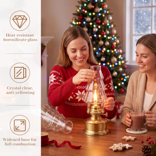 Ropoloogy 6-Piece Oil Lamp Chimney Replacement—3 x 8.3 in Clear Glass Shade, Variation 6