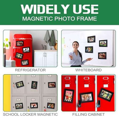 Soaoo 100 Pcs Black Magnetic Wallet Size Picture Frames for Fridge