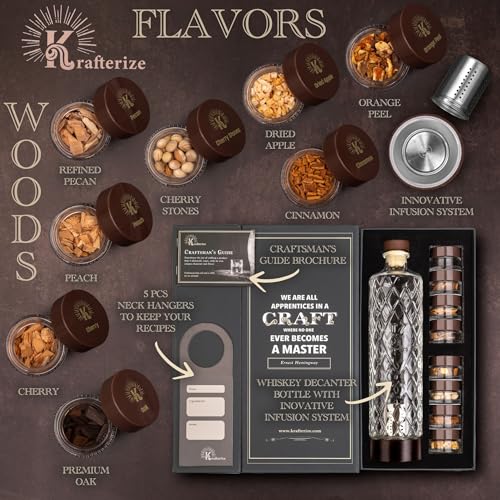 Krafterize Dark Green Whiskey Infusion Kit - DIY Bourbon Decanter Set for Men