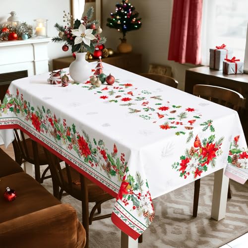 Arquiel Cardinal 104" x 60" Tablecloth Rectangular – Floral Print, Polyester, Water-Resistant