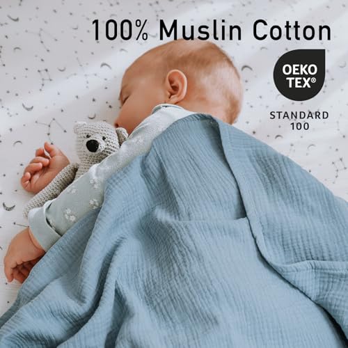 GLLQUEN BABY 100% Cotton Muslin Swaddle Blankets, 3-Pack Soft Baby Wraps