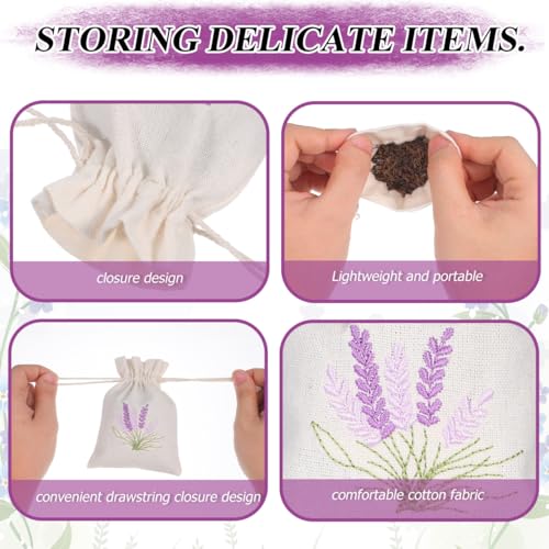 10-Pack Cotton Lavender Sachet Bags with Drawstring - 5.5 x 3.9 Inch