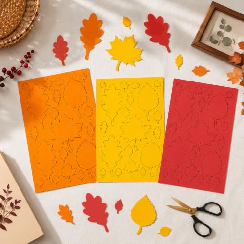 300 PCS Fall Leaf Paper Cutouts Set - Autumn Thanksgiving Classroom Crafts