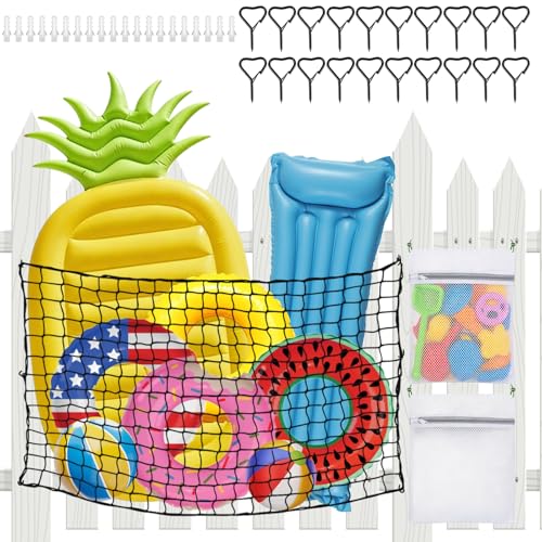 Extra Large Pool Toy Storage Net - 71"x47" Mesh Organizer with Hooks