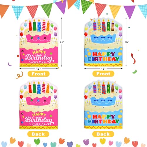 Birthday Chair Covers for Kids - 2 Pack, Pink & Blue, 25x19in