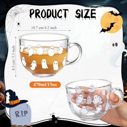Sliner Ghost Halloween Glass Coffee Mug - 16 oz, Pack of 6, Irish Style