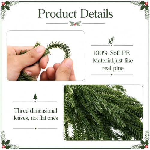 PURPLE STAR 1N 4.4ft Christmas Mirror Garland – Artificial Norfolk Pine Swag, Style A
