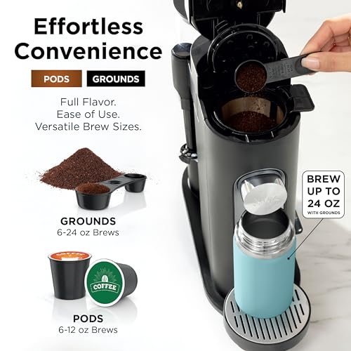 Single Serve Coffee Maker Combo for Pods and Grounds with Built-In Frother