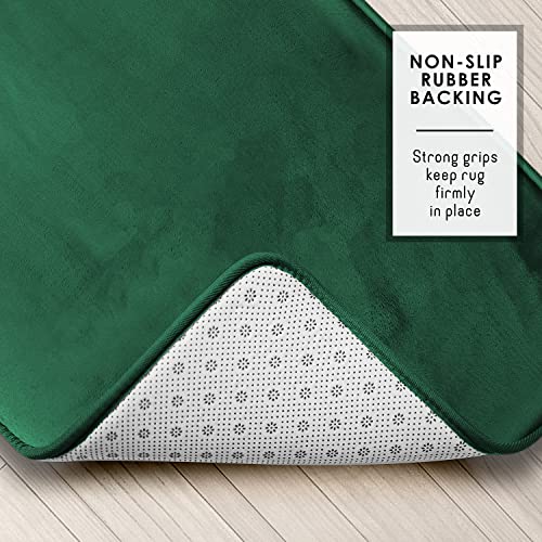 Clara Clark 3-Piece Memory Foam Bath Rug Set - Green Non-Slip Velvet Mats