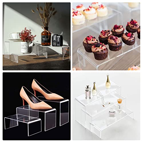 6-Piece Clear Acrylic Display Risers Set for Collectibles and Retail