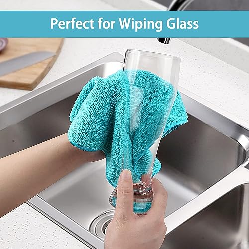 HOMEXCEL 12-Pack Microfiber Cleaning Cloths 11.5x11.5in Lint-Free Towels