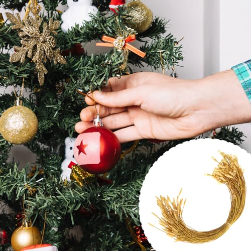 Gold Christmas Ornament Hanger Strings, 200count Precut 7.87in with Snap Ends