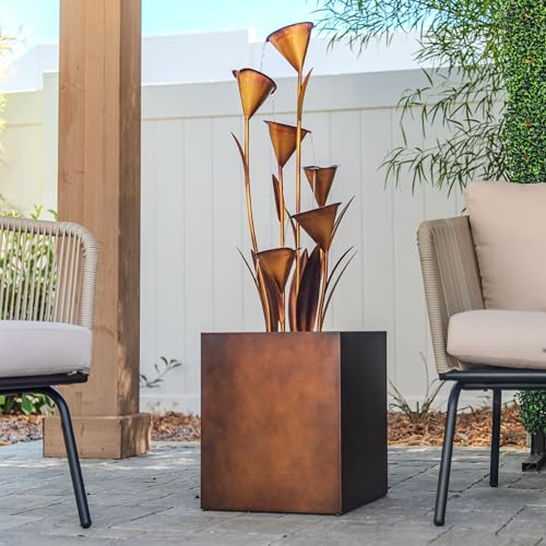 46-Inch Multi-Tier Metal Flower Water Fountain for Indoor and Outdoor Use