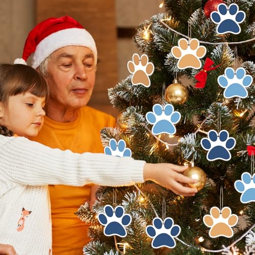 Woanger 60 Pcs Cartoon Orange Blue Dog Christmas Tree Ornaments (Dog Variation)