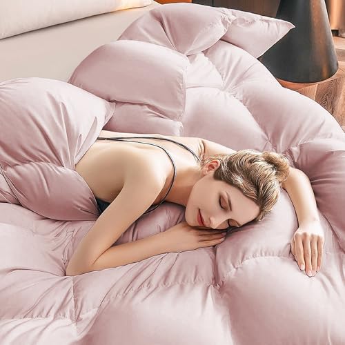 Queen All Season Goose Feather Down Fiber Comforter, Pink (88" x 88")
