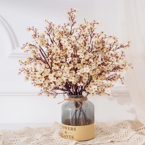 Champagne Baby's Breath Artificial Flowers - Pack of 5 for Home Decor