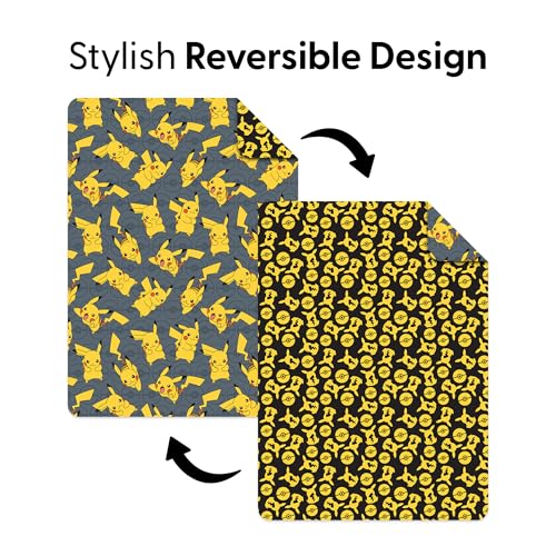 Reversible Twin Quilted Blanket - Pikachu & Pokeball Pattern, 60x90