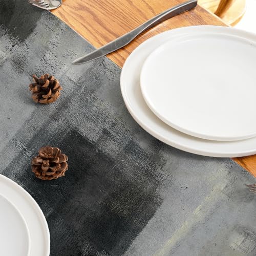 Black Grey Watercolor Table Runner 90 Inches Long (13"x90")